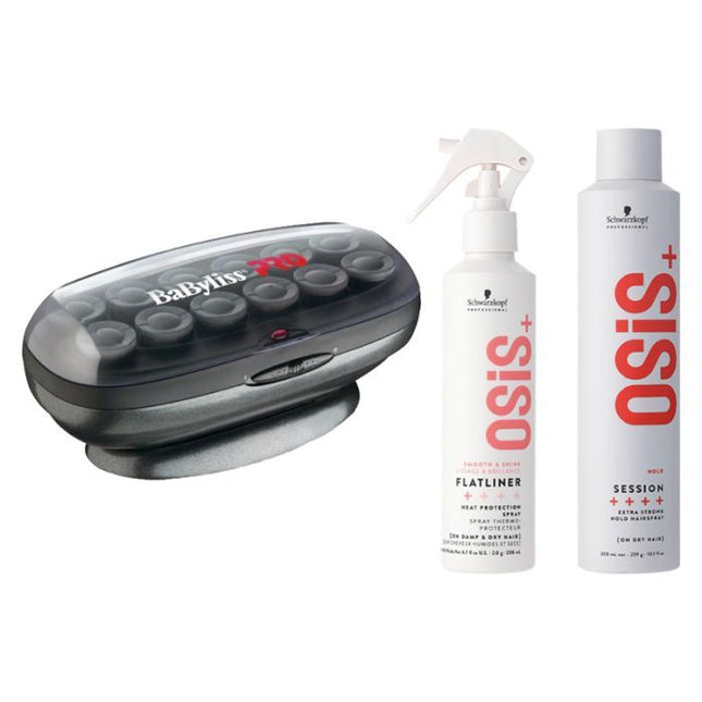 Babyliss PRO Curl Set 12 jumbo roller + Schwarzkopf OSiS+ Flatliner 200ml + OSiS+ Session Hairspray 500ml
