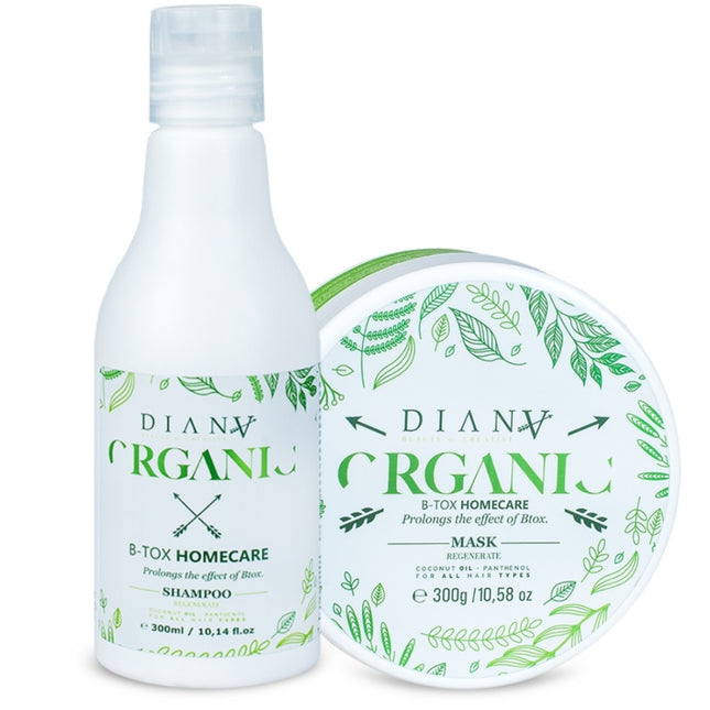 Organic Hair Botox Home Care Set – Shampoo + Mask for natural care and long-lasting smoothness – 2 × 300ml