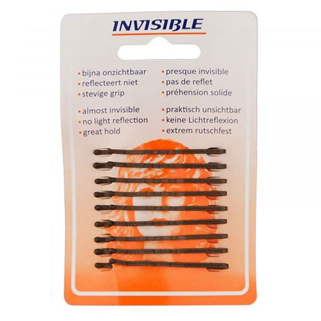 Invisible Hair Clips Short 50mm Brown 9 pcs