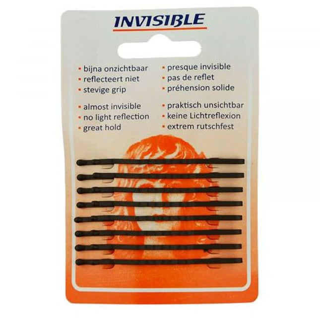 Invisible Hair Clips Long 65mm Brown 8 pcs