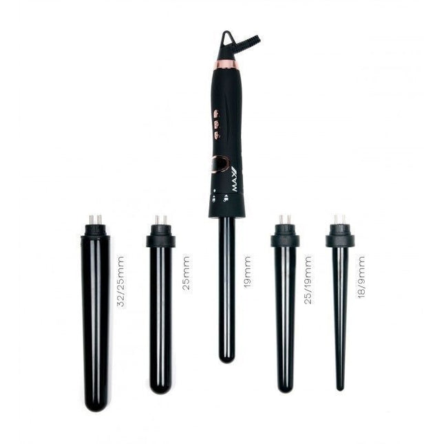 Max Pro Miracle 5-in-1 Curling Iron Black 18/9+19+25+25/19+32/35mm