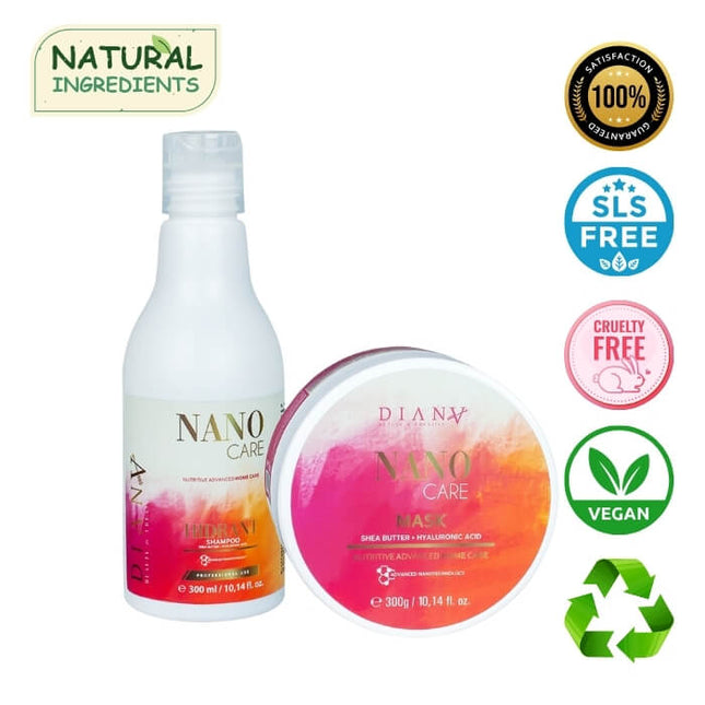 NanoGold Home Care Set – Shampoo + Mask 300 ml with hyaluronic acid and coconut oil