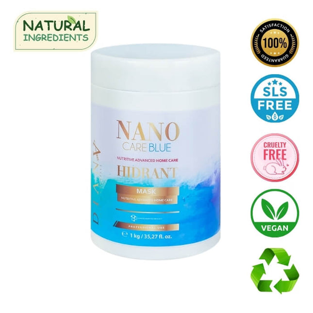 NanoBlue Home Care Hair Mask 1000 g – with violet pigment, coconut oil & hyaluronic acid