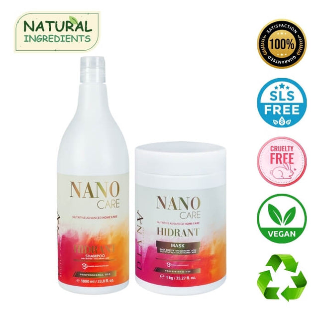 NanoGold Home Care Set – Shampoo + Mask 1000 ml with hyaluronic acid and coconut oil