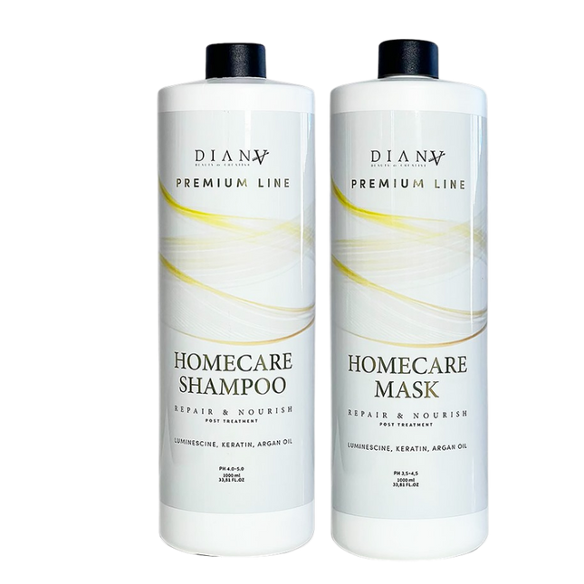 Premium Line Homecare Set – Shampoo + Hair Mask 1000ml – with argan oil, keratin & luminescine
