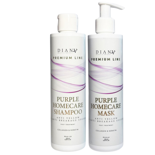 Premium Line Purple Home Care Set – Shampoo + Hair Mask with purple pigment, collagen & keratin – 250ml