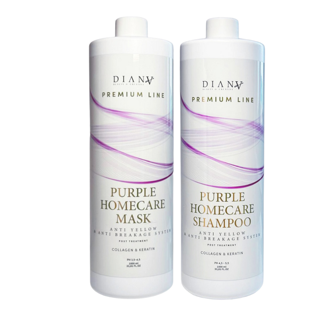 Premium Line Purple Home Care Set – Shampoo + Hair Mask with purple pigment, collagen & keratin – 1000ml