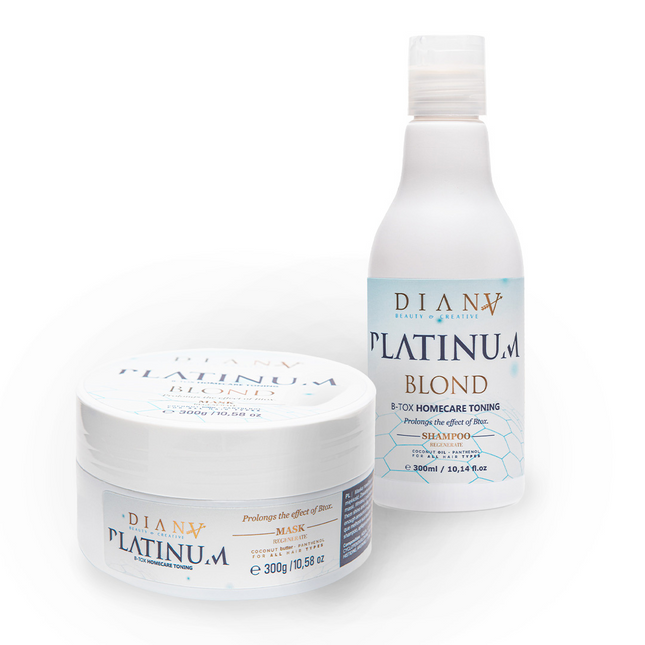 Platinum Hair Botox Home Care Set – Shampoo + Mask with violet pigment for cool blonde hair – 2 × 300ml