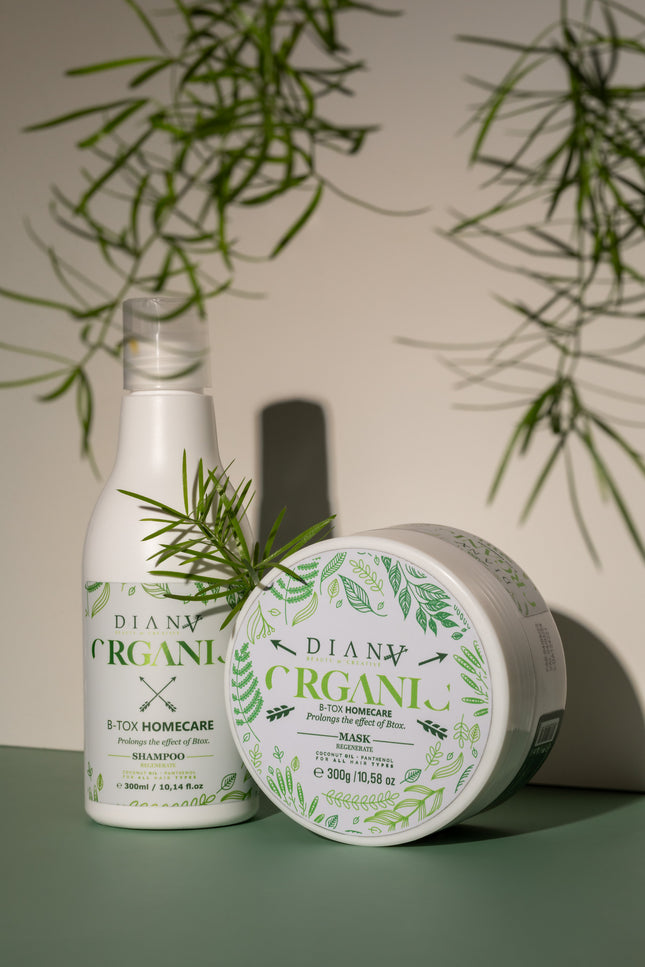 Organic Hair Botox Home Care Set – Shampoo + Mask for natural care and long-lasting smoothness – 2 × 300ml
