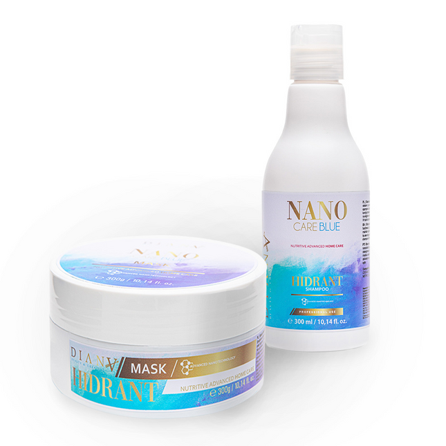 NanoBlue Home Care Set – Shampoo + Mask 300 ml with violet pigment & hyaluronic acid