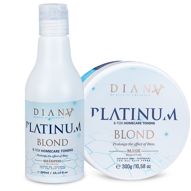 Platinum Hair Botox Home Care Set – Shampoo + Mask with violet pigment for cool blonde hair – 2 × 300ml