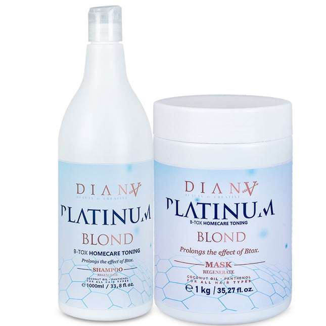 Platinum Hair Botox Home Care Set – Shampoo + Mask with violet pigment for cool blonde hair – 2 × 1000 ml