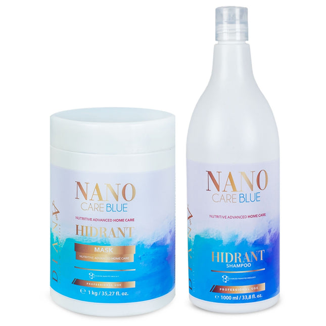 NanoBlue Home Care Set – Shampoo + Mask 1000 ml with violet pigment & hyaluronic acid