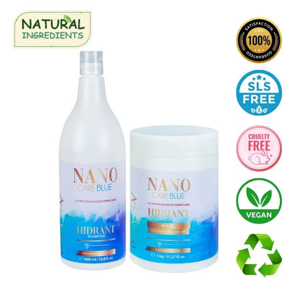 NanoBlue Home Care Set – Shampoo + Mask 1000 ml with violet pigment &amp; hyaluronic acid