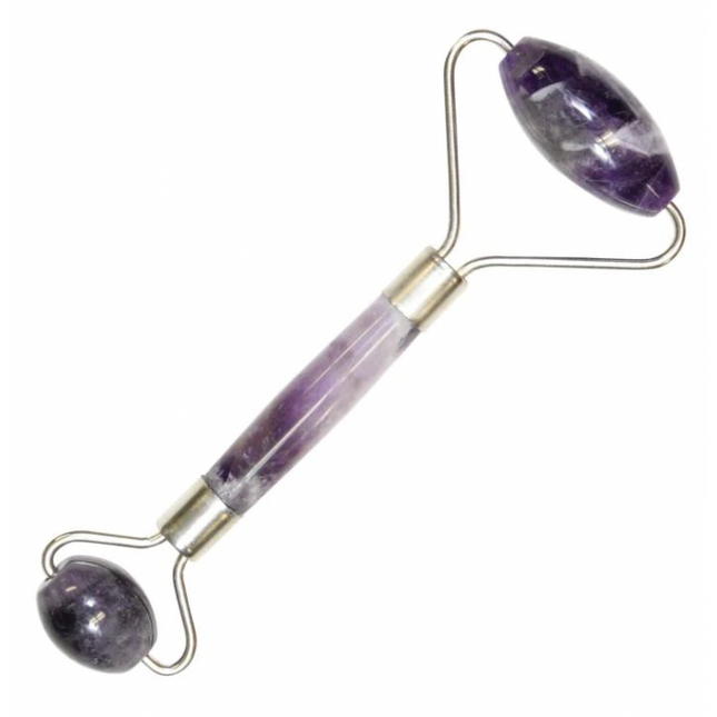 Oolaboo Amethyst Beauty Roller in Luxury Black Pouch 8x20cm