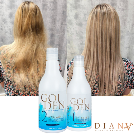 Golden Blue Professional – Luxury Violet Protein Straightening System 1000ml + 500ml