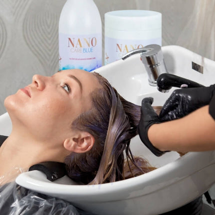 NanoBlue Home Care Set – Shampoo + Mask 1000 ml with violet pigment &amp; hyaluronic acid