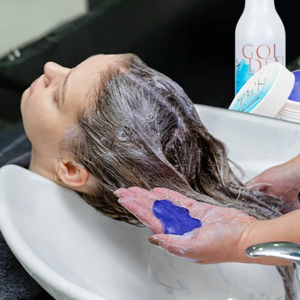 Golden Blue Protein Home Care Set – Shampoo + Mask with violet pigment for blond hair – 2 x 300ml