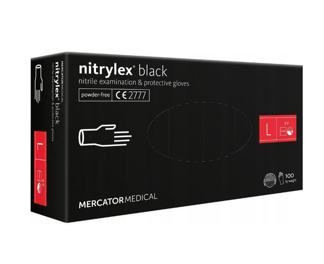 MERCATOR Werkhandschoenen Nitril Zwart L – 100 stuks