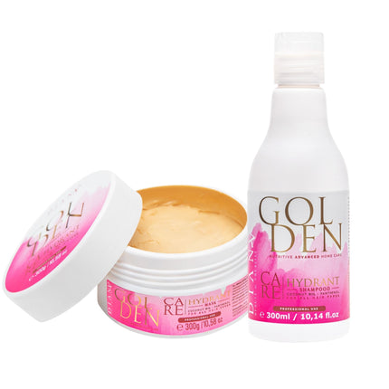 Golden Protein Home Care Set – Shampoo + Hair Mask with Panthenol, Hyaluronic Acid &amp; Gold Particles – 2×300ml